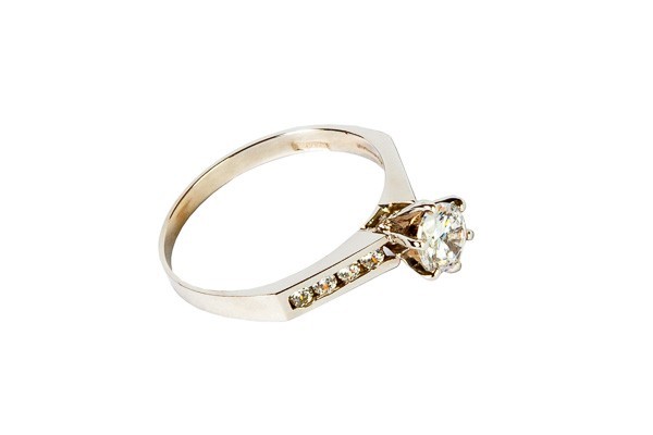 ANILLO ORO 14K SOLITARIO P/L MOD. AV-103 BCO MEX.