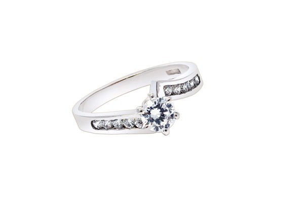 ANILLO ORO 14K SOLITARIO P/L MOD. AV-106 BCO MEX.