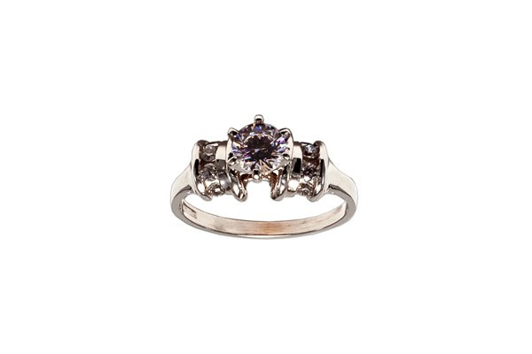 ANILLO ORO 14K SOLITARIO P/L MOD. AV-109 BCO MEX.