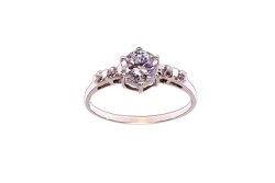 ANILLO ORO 14K SOLITARIO P/L MOD. AV-189 BCO MEX.