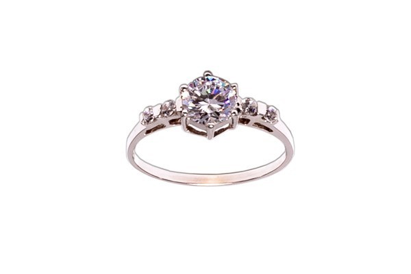 ANILLO ORO 14K SOLITARIO P/L MOD. AV-189 BCO MEX.