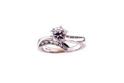 ANILLO ORO 14K SOLITARIO P/L MOD. AV-284 BCO MEX.