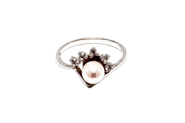 ANILLO ORO 14K PERLA MOD. AP-003 BCO MEX.