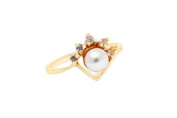 ANILLO ORO 14K PERLA MOD. AP-003 AMA MEX.