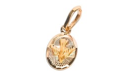 MEDALLA ORO 10K ESP. SNTO OVAL 11-10 FLOR MEX.