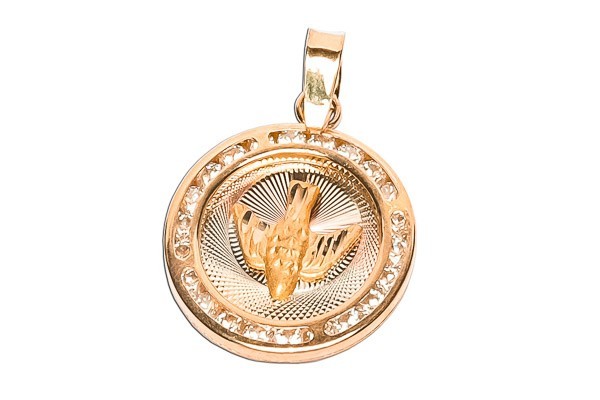 MEDALLA ORO 10K ESP. SNTO RED C/P AR0-10 FLOR MEX.