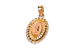 MEDALLA ORO 10K V. GPE OVAL 10-10 FLOR MEX.