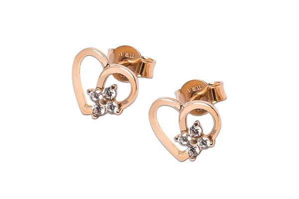 ARETES ORO 10K CRZN C/FLOR C/P FLZ AMA MEX