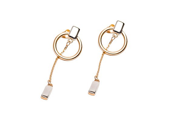 ARETES ORO 10K CIRCULO C/CADENA COLG FLZ COMB MEX.