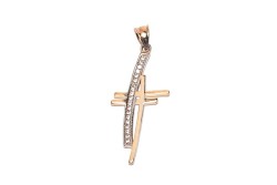 DIJE ORO 10K CRUZ DOBLE C/P FLZ COMB MEX.