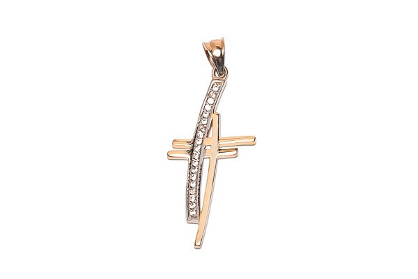 DIJE ORO 10K CRUZ DOBLE C/P FLZ COMB MEX.
