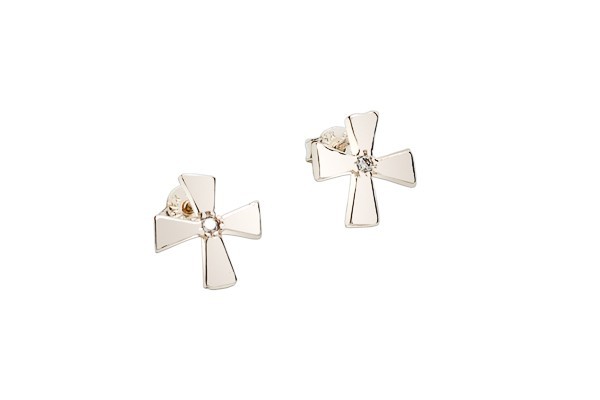 ARETES PLATA .925 CRUZ C/P VAC MEX.