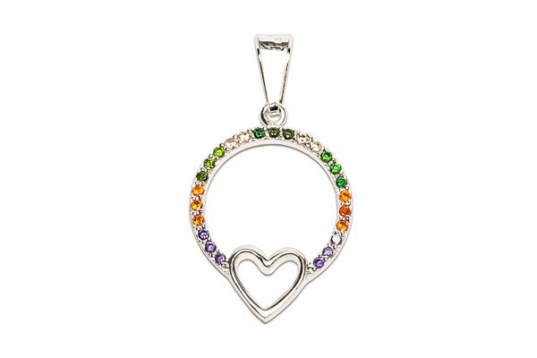 DIJE PLATA .925 CIRCULO C/CRZN P/COLORES TUR MEX.