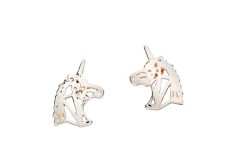 ARETES PLATA .925 UNICORNIO VAC MEX.