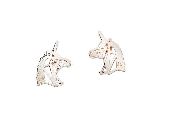 ARETES PLATA .925 UNICORNIO VAC MEX.
