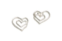 ARETES PLATA .925 CORAZON DOBLE VAC MEX.