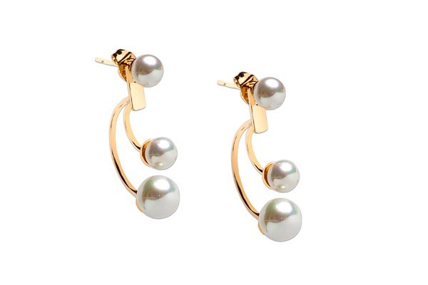 ARETES CHAPA DE ORO PERLA TRIPLE DESMONTABLE AP02 MEX.