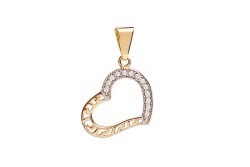 DIJE ORO 10K CORAZON CALADO MITAD C/PIED MEX.