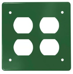 Tapa No Metálica Pesada Cuadrada para 2 Tomas Dobles Verde