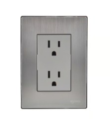 Placa Inox con Contacto Duplex, Plata