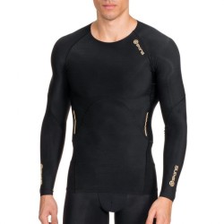Jersey de compresión sin mangas SKINS B60052003M-Negro con Amarillo