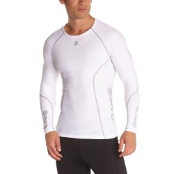 Jersey de compresión manga larga SKINS B60005005M-Blanco con Gris