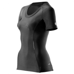 Top de compresión manga corta SKINS B61063004FM-Negro con Rosa