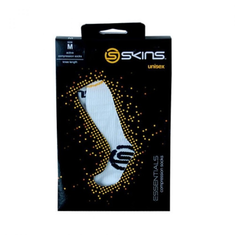 Calcetas deportivas de compresión Unisex Skins B59070927-Blanco