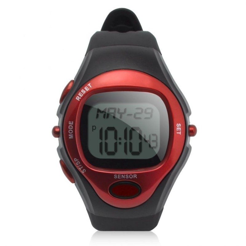 Reloj Deportivo Con Medidor De Pulso Y De Calorias-Rojo