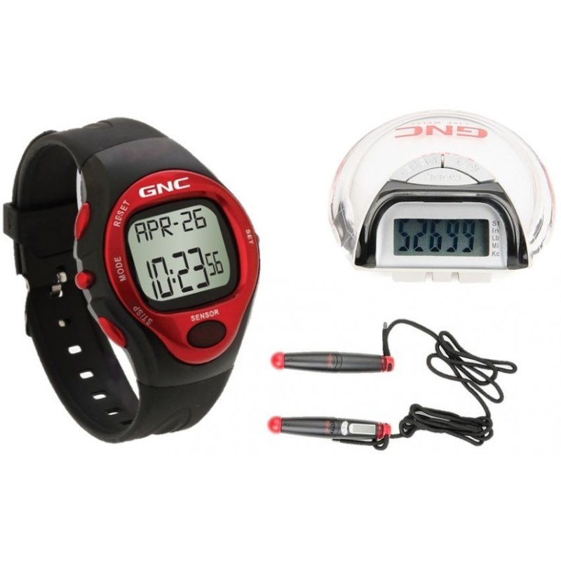 Kit Monitor de Puslo, Podómetro y Cuerda para Saltar GNC-Multicolor