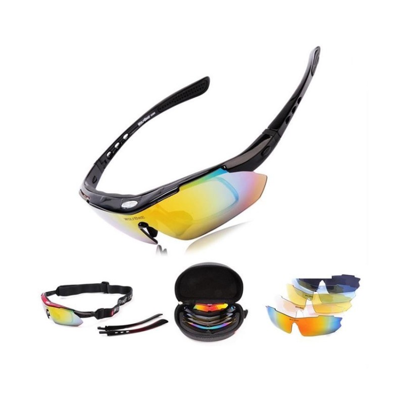 Lentes deportivos Wolfbike con micas intercambiables -Negro.
