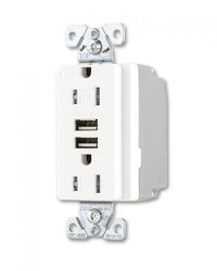 RECEPTACULO DUPLEX 15A 2 CARGADORES USB BLANCO ARROW HART