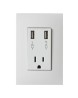 TOMA CORRIENTE 2P + T CON DOS CARGADORES USB CON PLACA COLOR BLANCO SIMON | Simon 25 | CODIGO 25454-60
