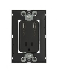 TOMA CORRIENTE 2P + T CON DOS CARGADORES USB SIN PLACA COLOR GRAFITO SIMON | Simon 25 | CODIGO 25454-38