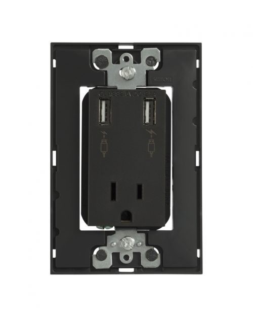 TOMA CORRIENTE 2P + T CON DOS CARGADORES USB SIN PLACA COLOR GRAFITO SIMON | Simon 25 | CODIGO 25454-38
