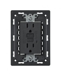TOMA CORRIENTE DUPLEX ICFT C/CHASIS GRAFITO S26 | Simon 26 | CODIGO 2600425-038