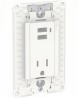 Toma de corriente 2P+T con 2 cargadores USB 2.1 A. 15A 127Vca. Blanco