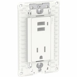 Toma de corriente 2P+T con 2 cargadores USB 2.1 A. 15A 127Vca. Blanco