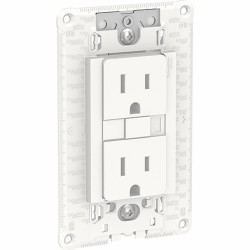 Toma de corriente dúplex 2P+T 15A con protección GFCI 127 Vca. Blanco