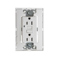 TOMA DE CORRIENTE DUPLEX FALLA A TIERRA ICFT CON CHASIS Y SIN PLACA BLANCO | Simon 25 | CODIGO 25425-30