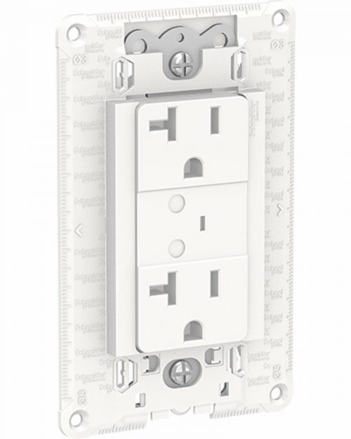 Toma dúplex 2P+T con protección TVSS (Supresor de picos) 20A 127Vca. Blanco