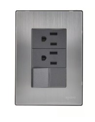 Placa Inox Con 1 Apagador Y 2 Contactos