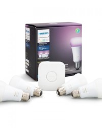Hue Starter Kit Color: 4 Lámparas A19 10W + 1 Bridge