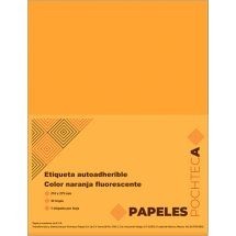 Etiqueta adhesiva tamaño carta naranja fluorescente