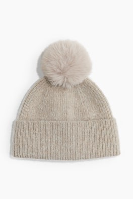 Gorro en tejido acanalado con pompón