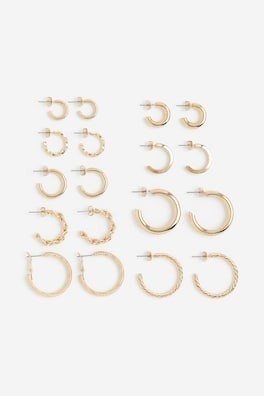 9 pares de aretes de aro