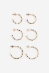 3 pares de aretes de aro