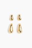 2 Pares de aretes con chapa de oro