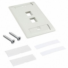 AMP White Wall Plate AMP Faceplate 2-port 2-outlet amp wall plate white