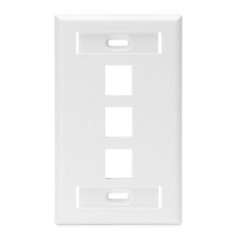Leviton Wallplate 2x4 3-Port White 3-Port Faceplate Wall Plate with Label Space